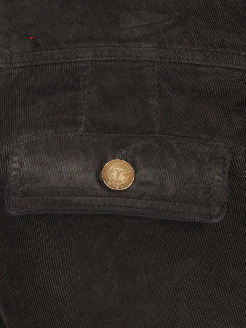 Seafarer Flared High-Waisted Pants In Stretch Ribbed Velvet