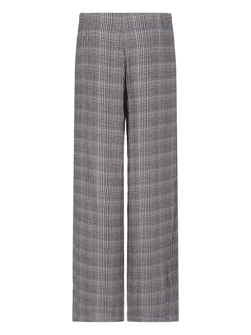 Ermanno Scervino Checkered Elastic Waist Grey Viscose Wide-Leg Pants