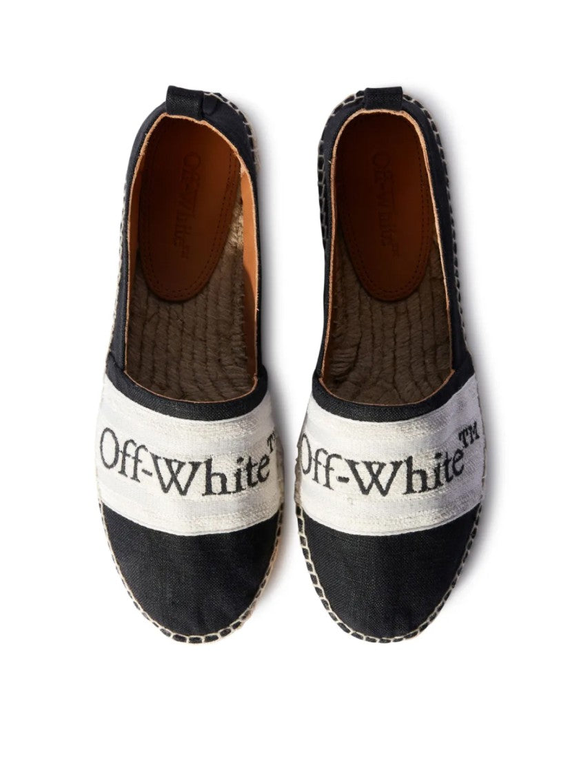Off-White Bookish Logo Linen Espadrilles