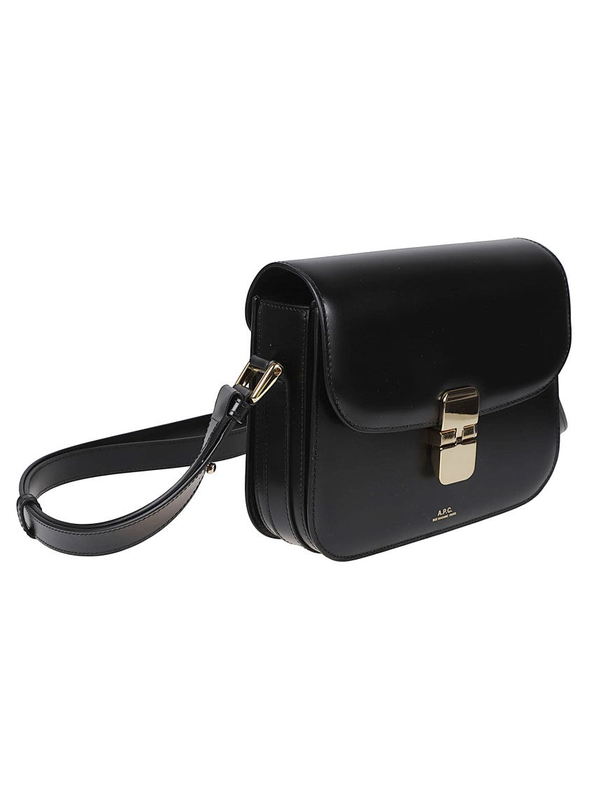 A.P.C. Structured Small Cowhide Leather Bag With Flap Closure