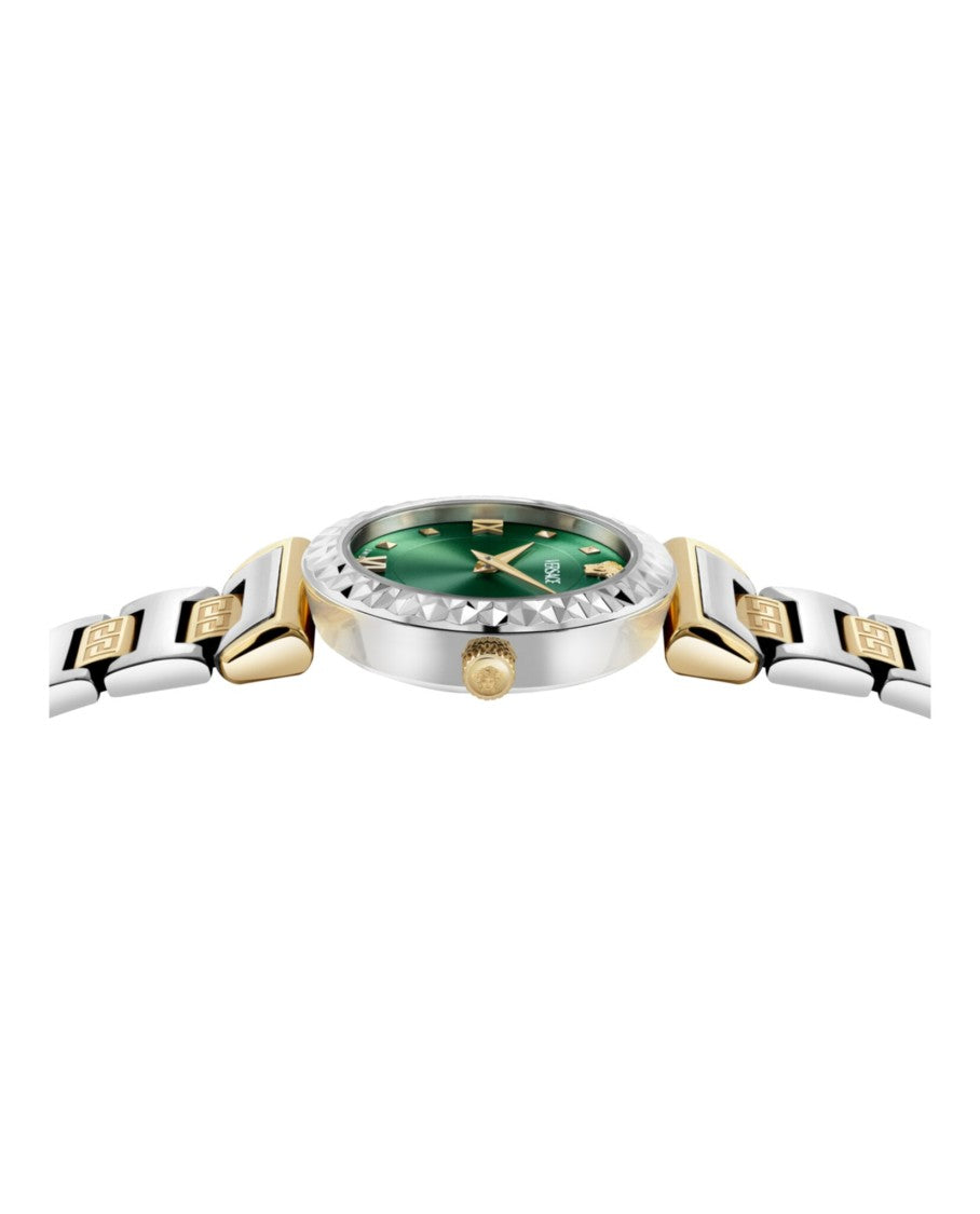 Versace Mini Vanity Bracelet Watch With Two-Tone Case And Green Sunray Dial