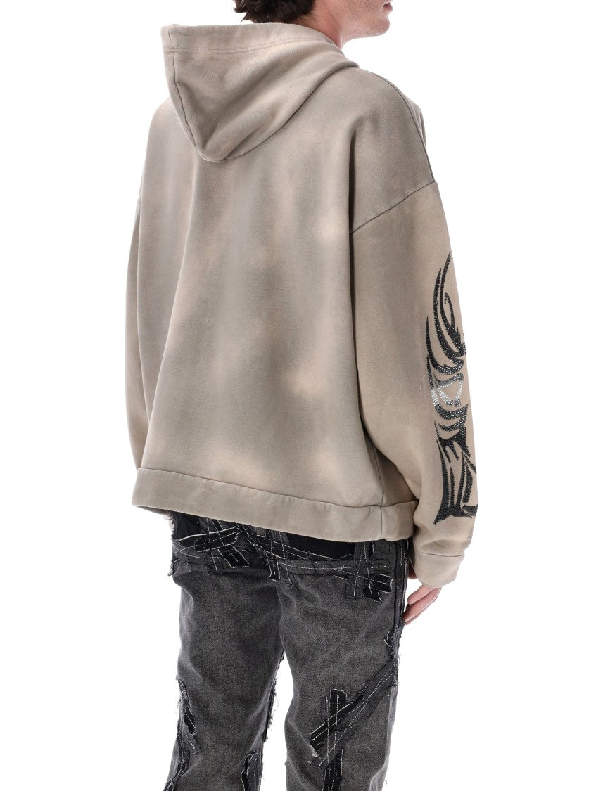 Who Decides War Winged Abstract Graphic Zip Up Hoodie