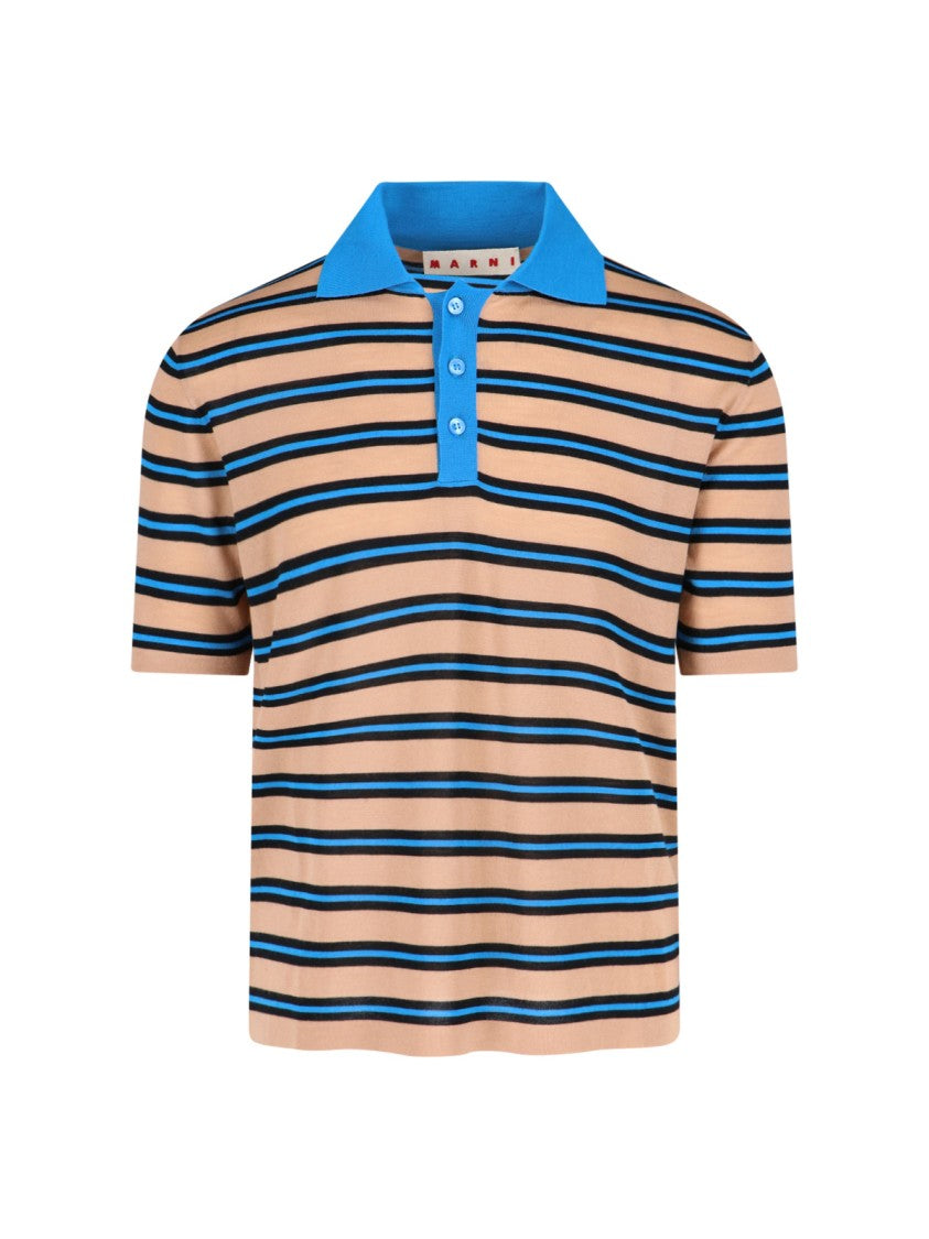 Marni Striped Wool Polo – Beige