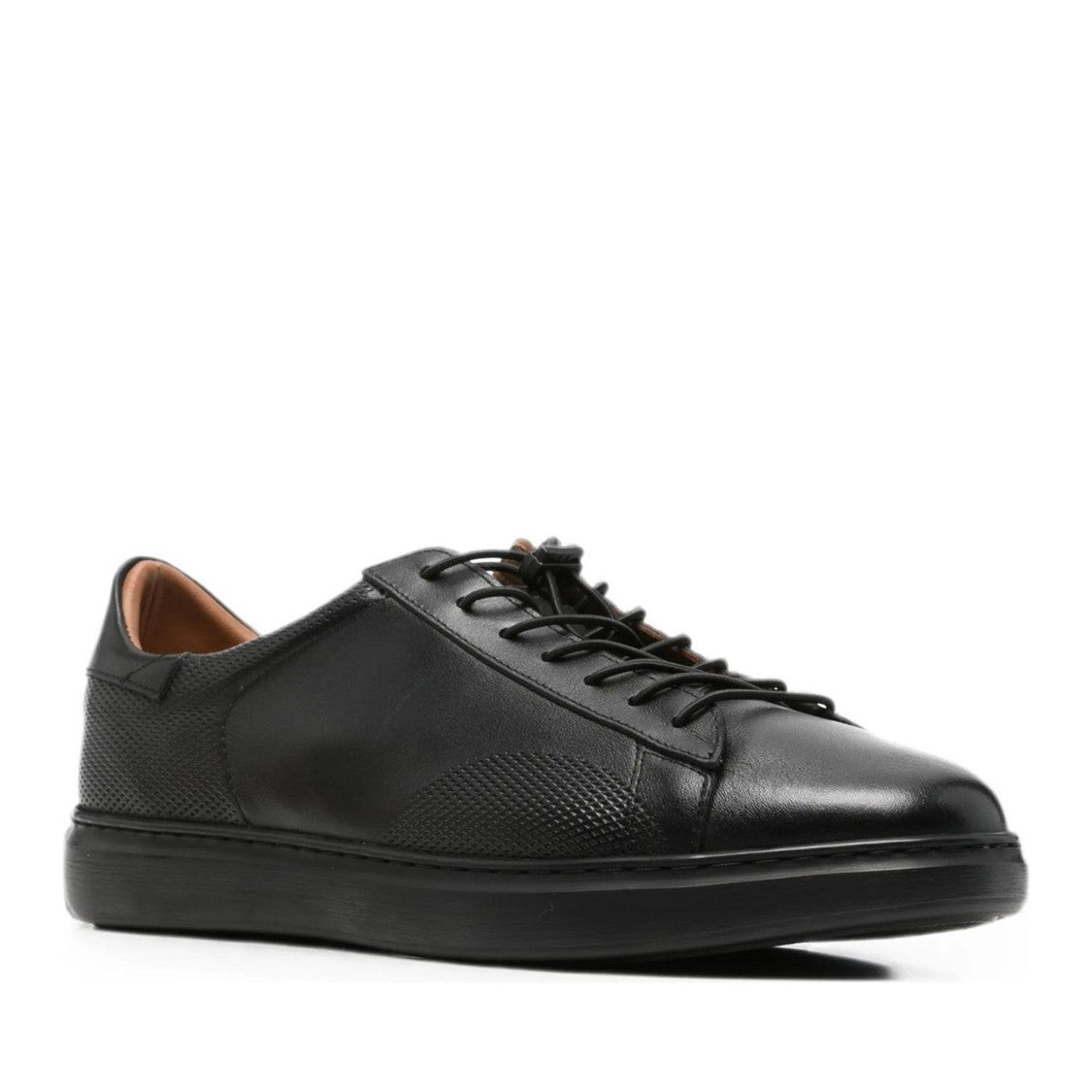 Alberto Gozzi Black Textured Panels Wedge Leather Sneakers
