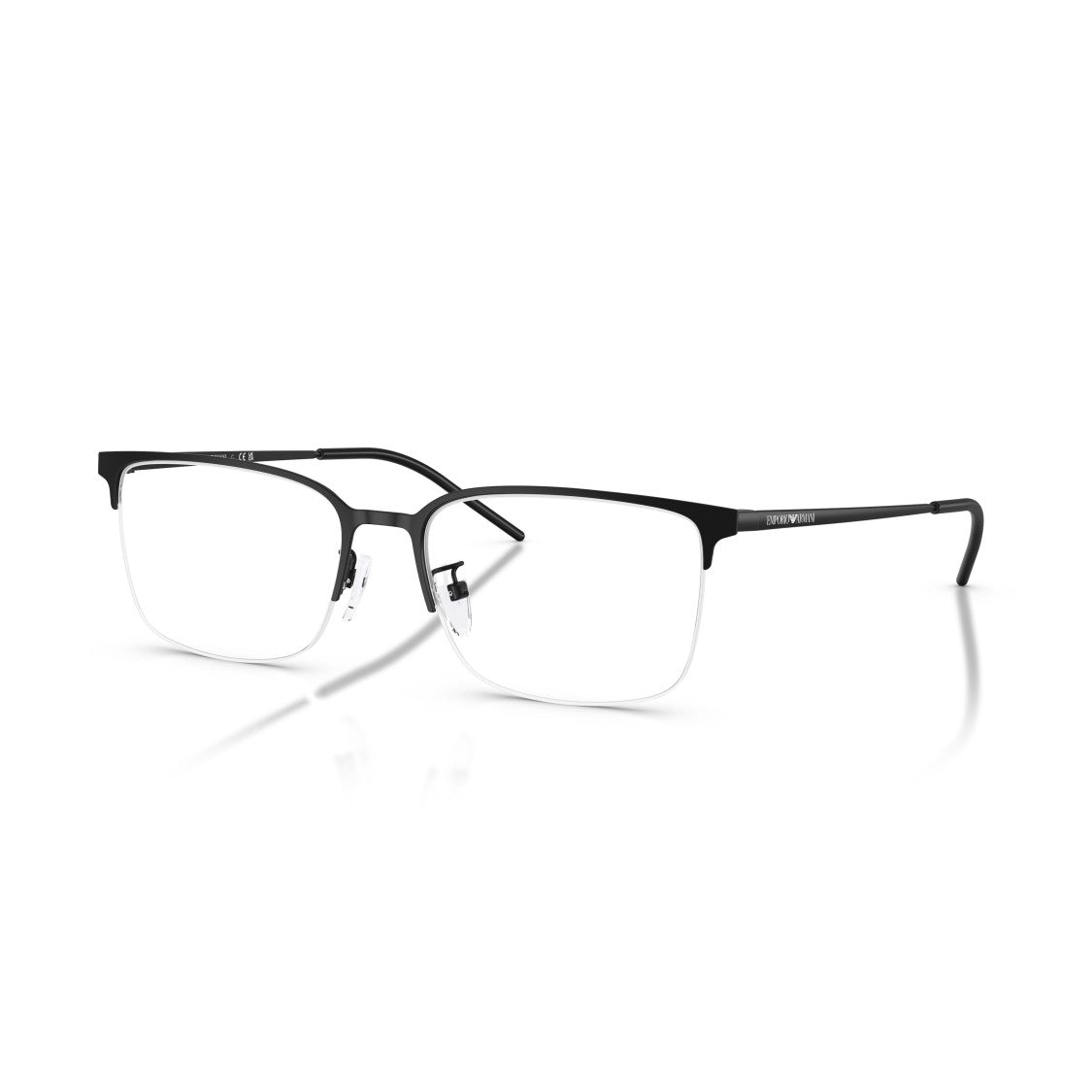 Emporio Armani 0Ea1179d Semi-Rimless Black Metal Eyeglasses With Adjustable Nose Pads