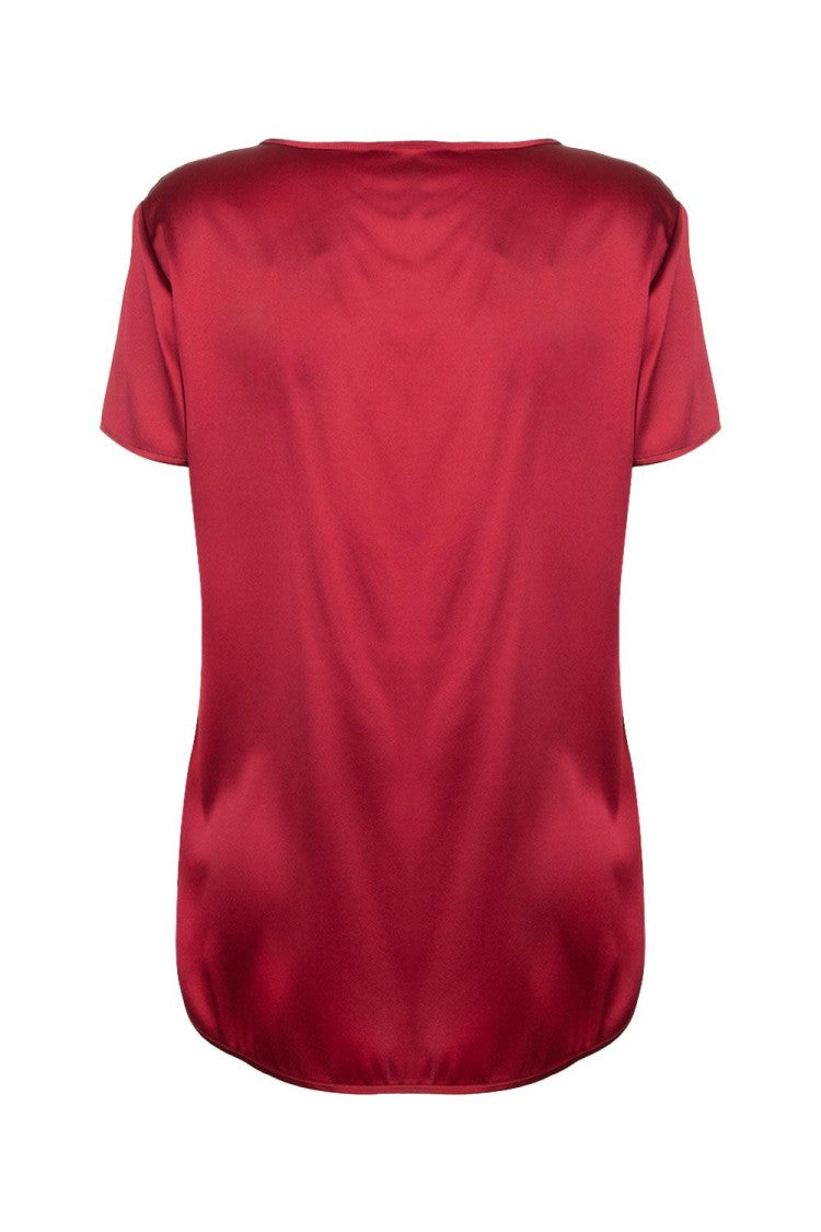 Max Mara Short-Sleeved Blouse With Smooth Finish And Round Neckline