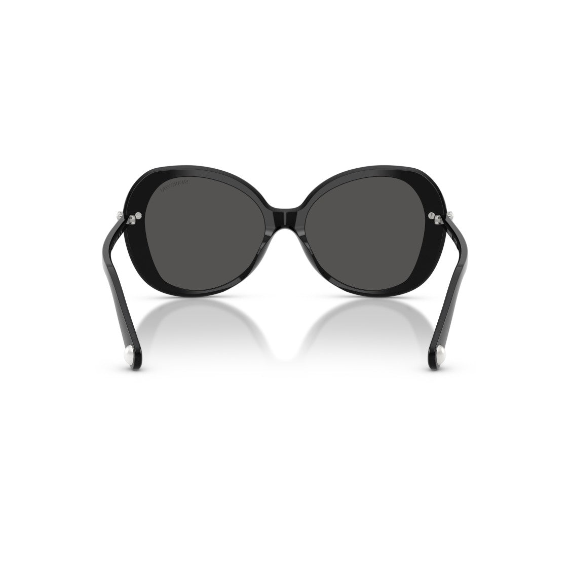 Swarovski 0Sk6059 Rounded Black Acetate Sunglasses With Crystal Embellishments