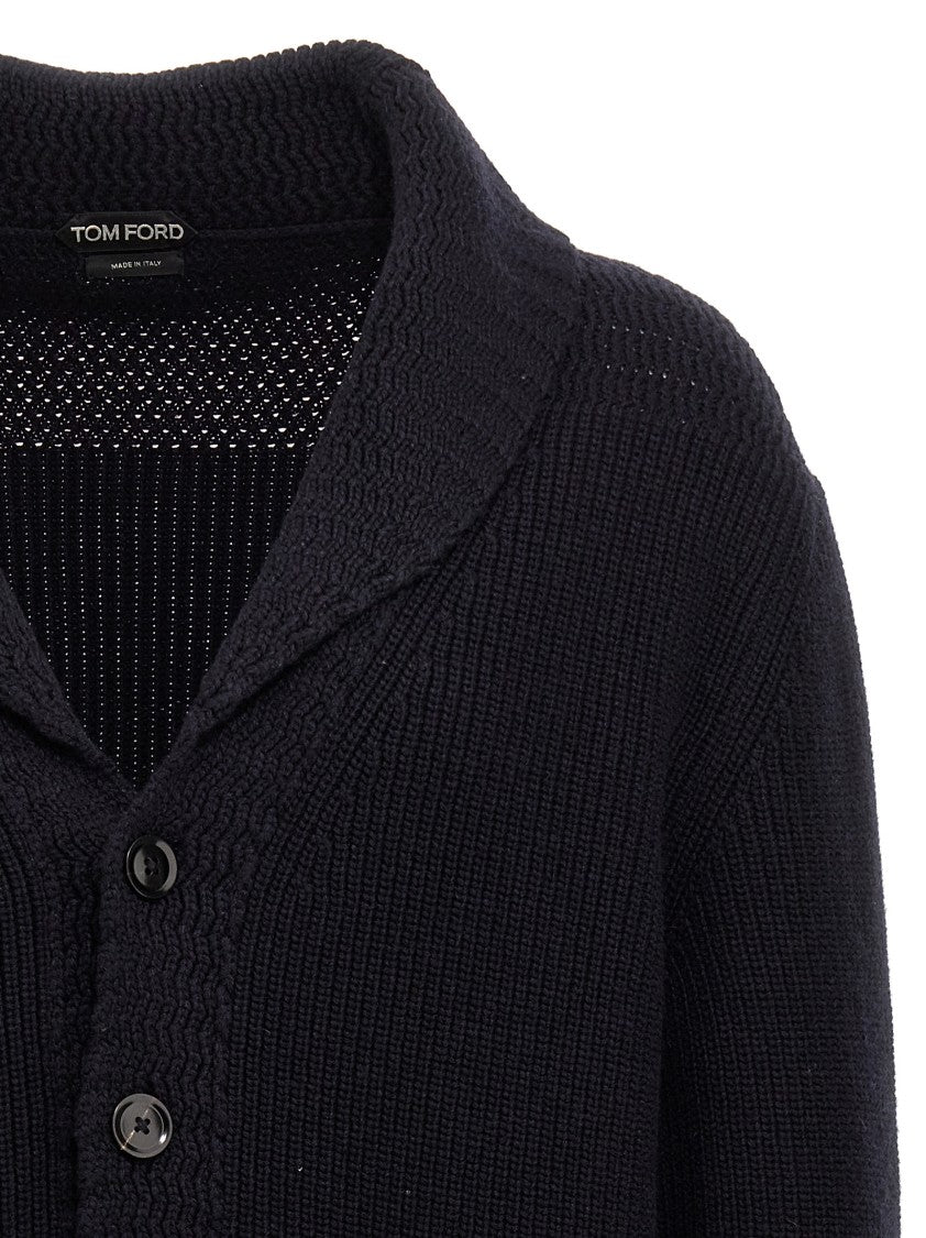 Tom Ford Textured Knit Cashmere Shawl Cardigan