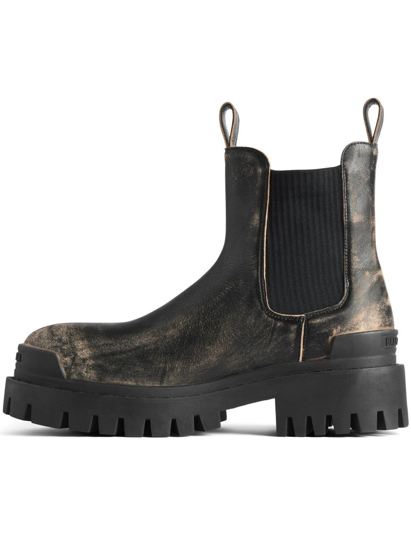Balenciaga Black Strike Chels Chunky Leather Boots