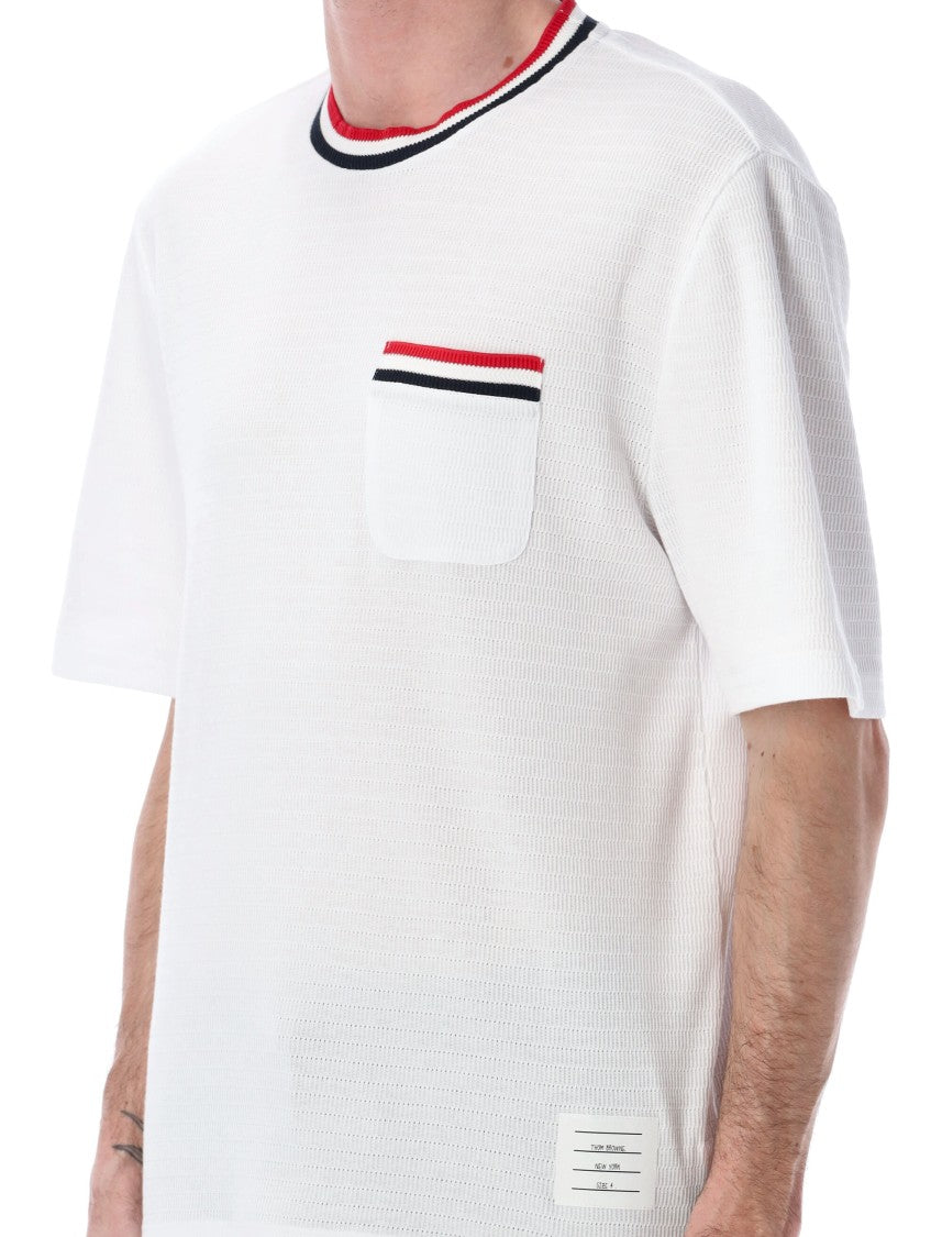 Thom Browne Textured Striped Cotton T Shirt