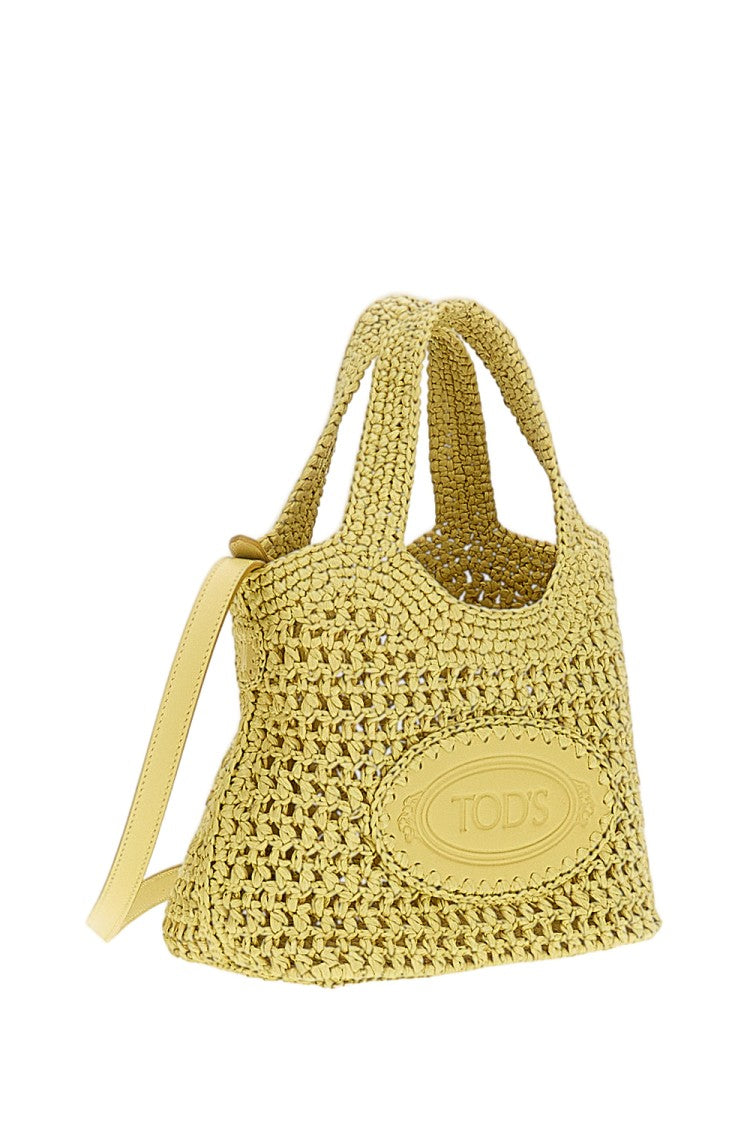 Tod's Yellow Ebl Mini Raffia Bag
