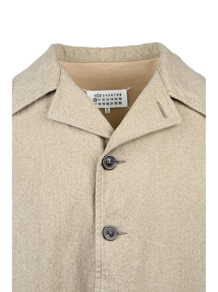 Maison Margiela Semi-Rigid Cotton Coat With Boxy Silhouette And Classic Collar