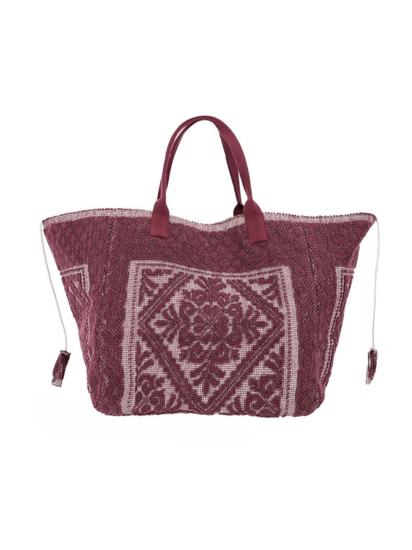 Ledaf Bordeaux Olbia Embroidered Tassel Tote Bag