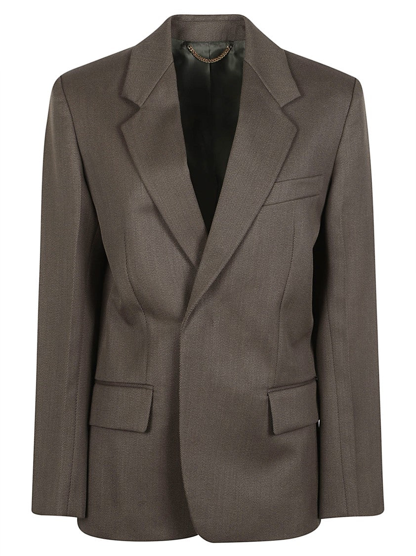 Victoria Beckham Single-Breasted Virgin Wool Tailored Blazer