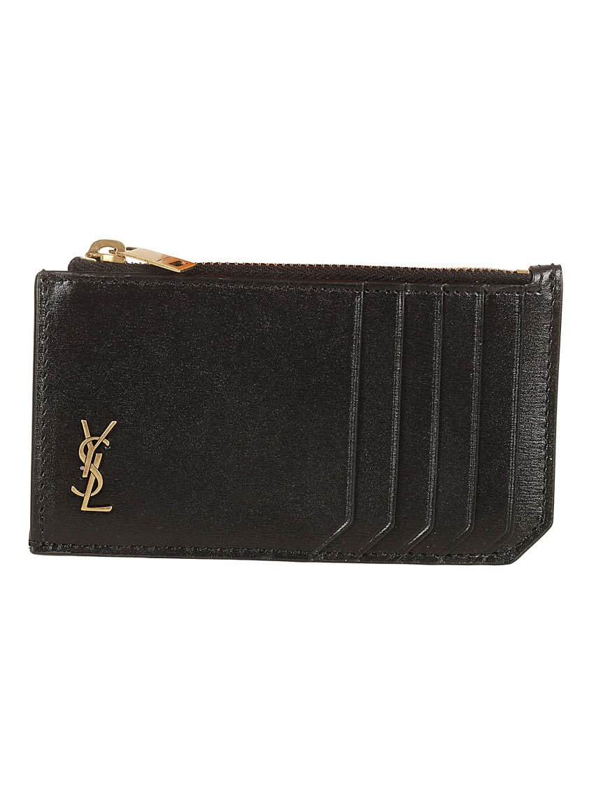 Saint Laurent Calfskin Wallet With Zip Closure