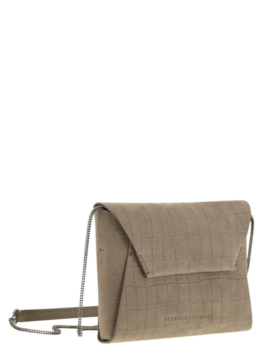 Brunello Cucinelli Bc Duo Nubuck Croc Print Clutch Bag