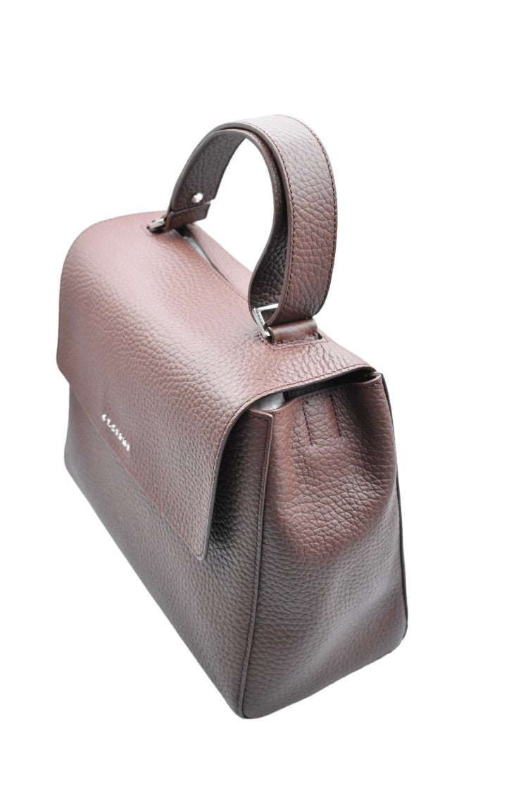 Orciani Medium Brown Hammered Leather Shoulder Bag