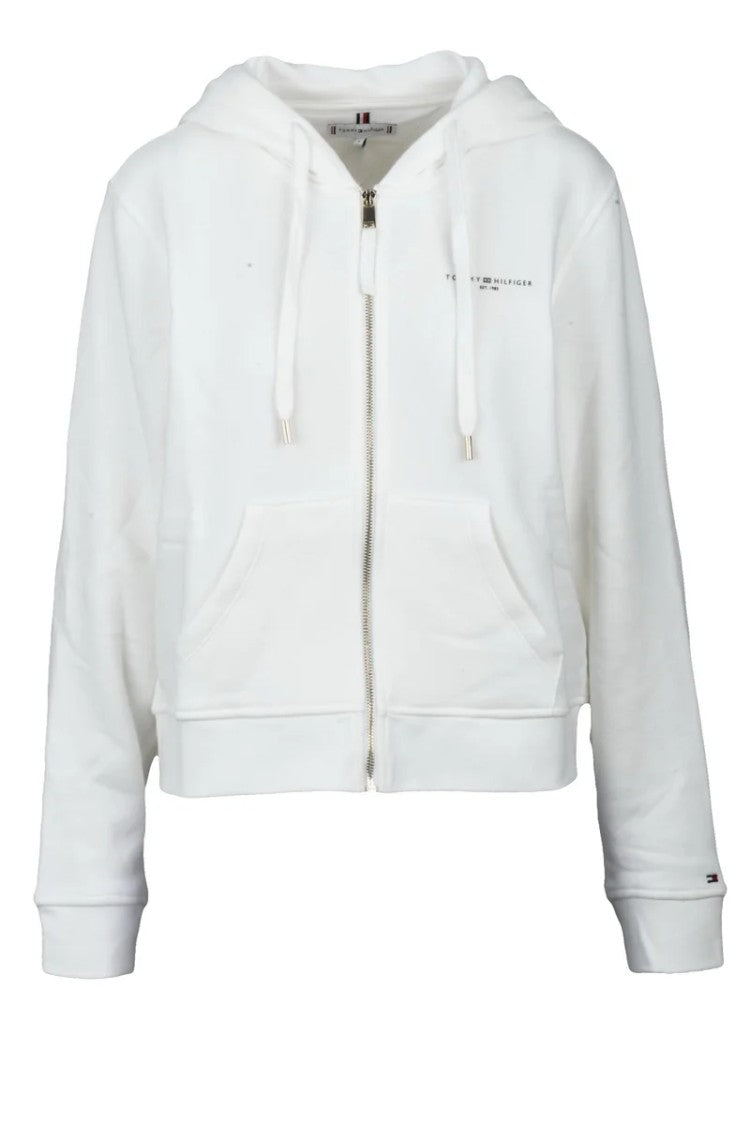 Tommy Hilfiger White Hooded Zip-Up Sweatshirt