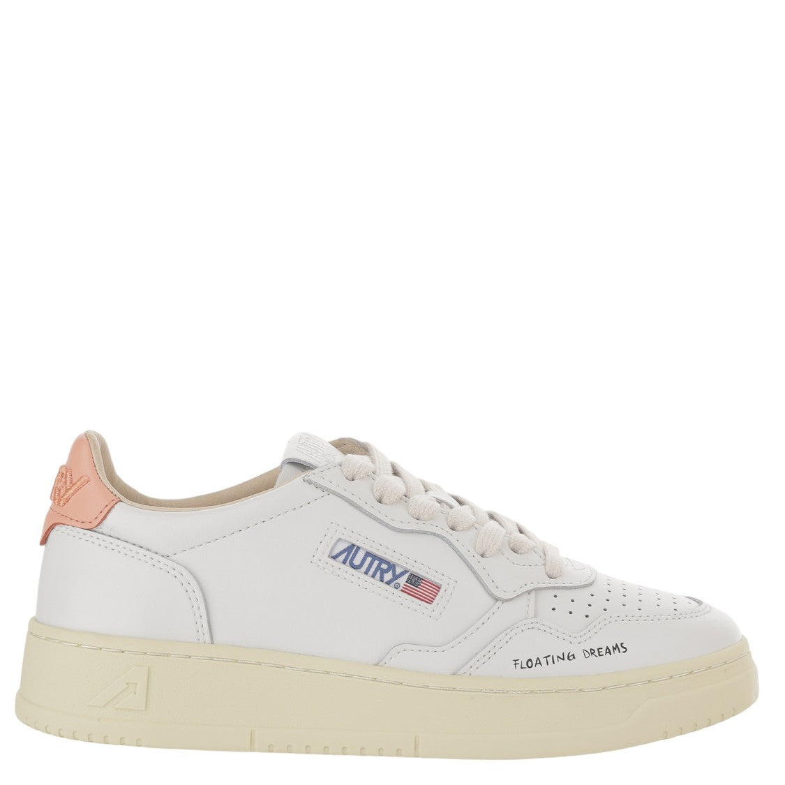 Autry Low-Top Leather Sneakers With Perforated Round Toe