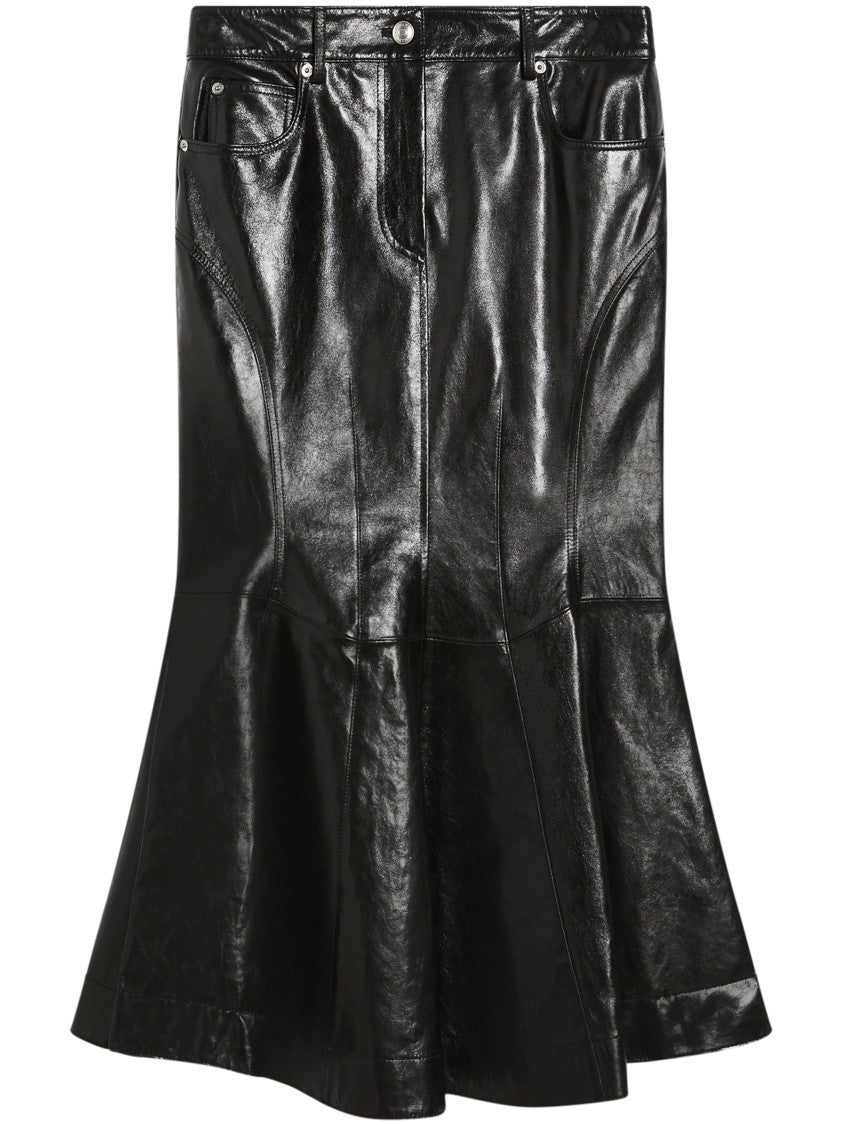 Max Mara Glossy Lamb Leather Skirt With Fitted Silhouette