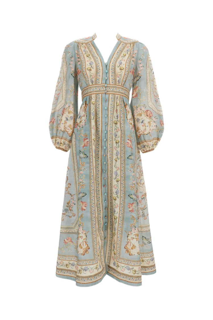 Zimmermann Linen Floral Roselight Midi Dress