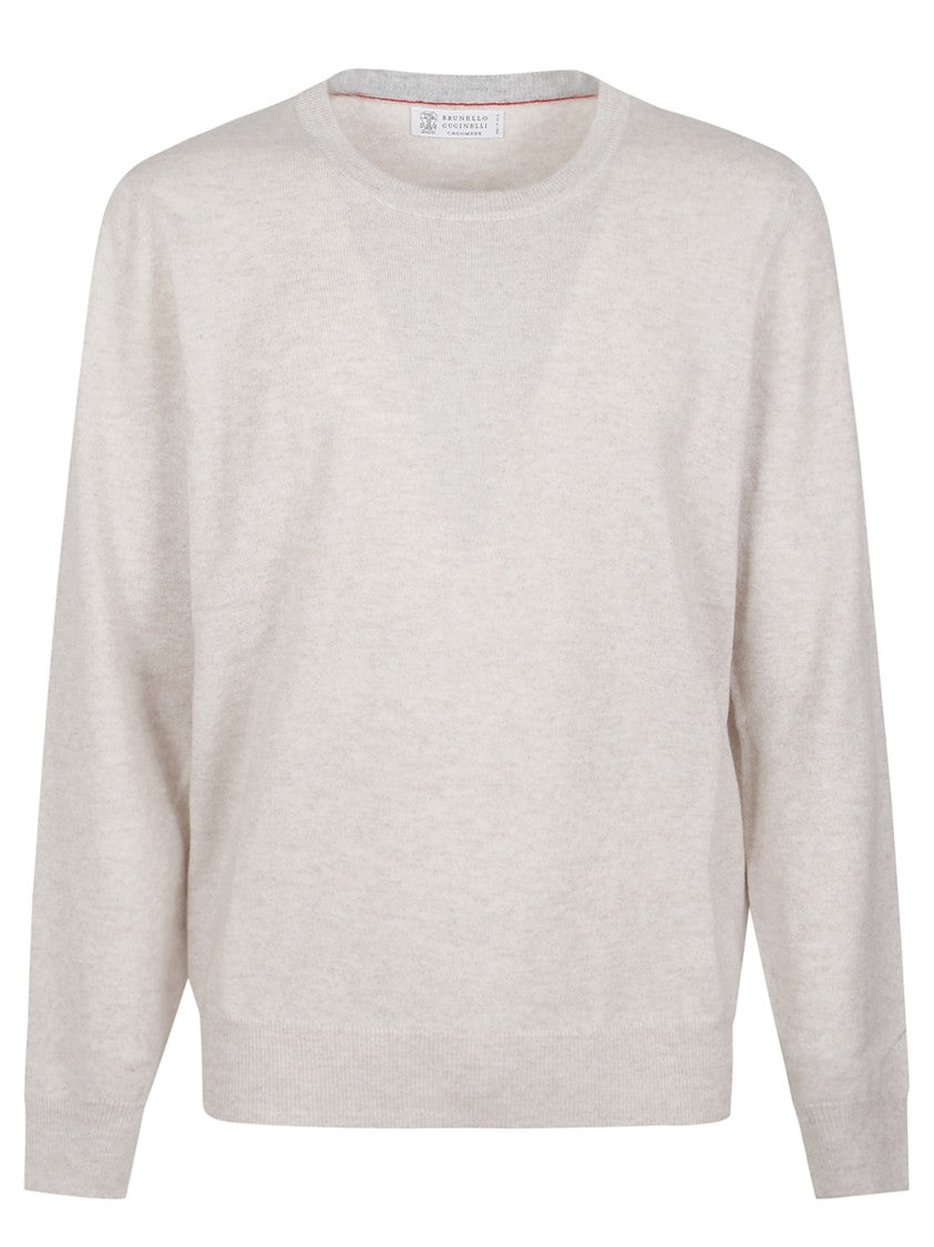 Brunello Cucinelli Beige Ribbed Finish Cashmere Sweater