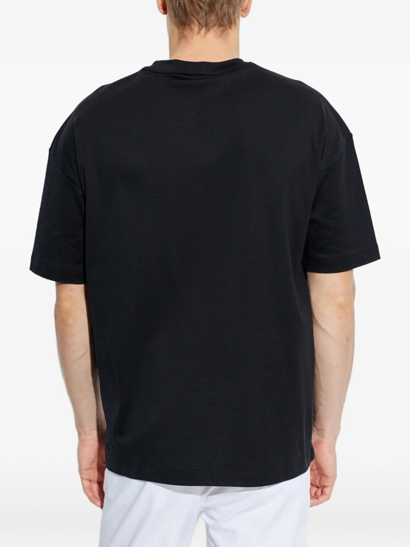 Giorgio Armani Black Relaxed Fit Embroidered Logo T-Shirt