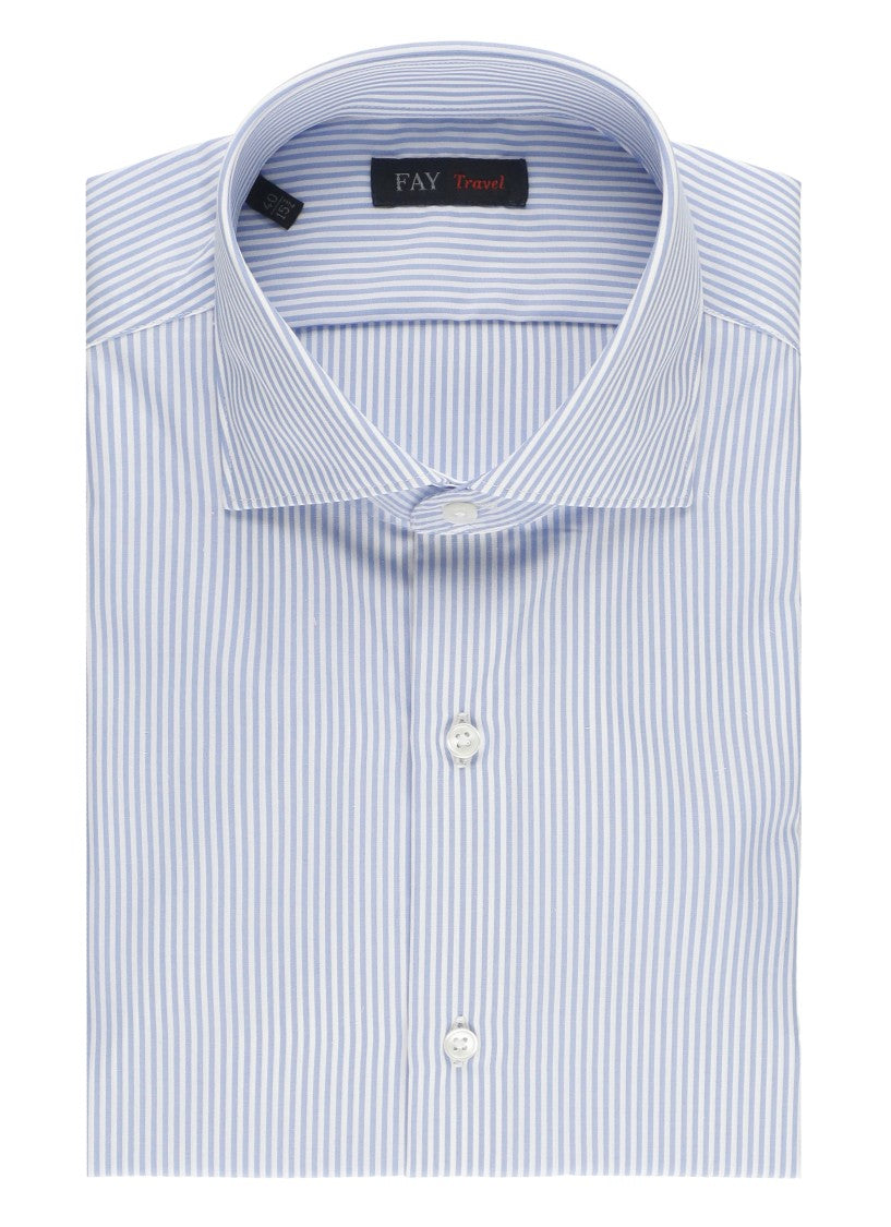 Fay Blue Striped Cotton Casual Shirt
