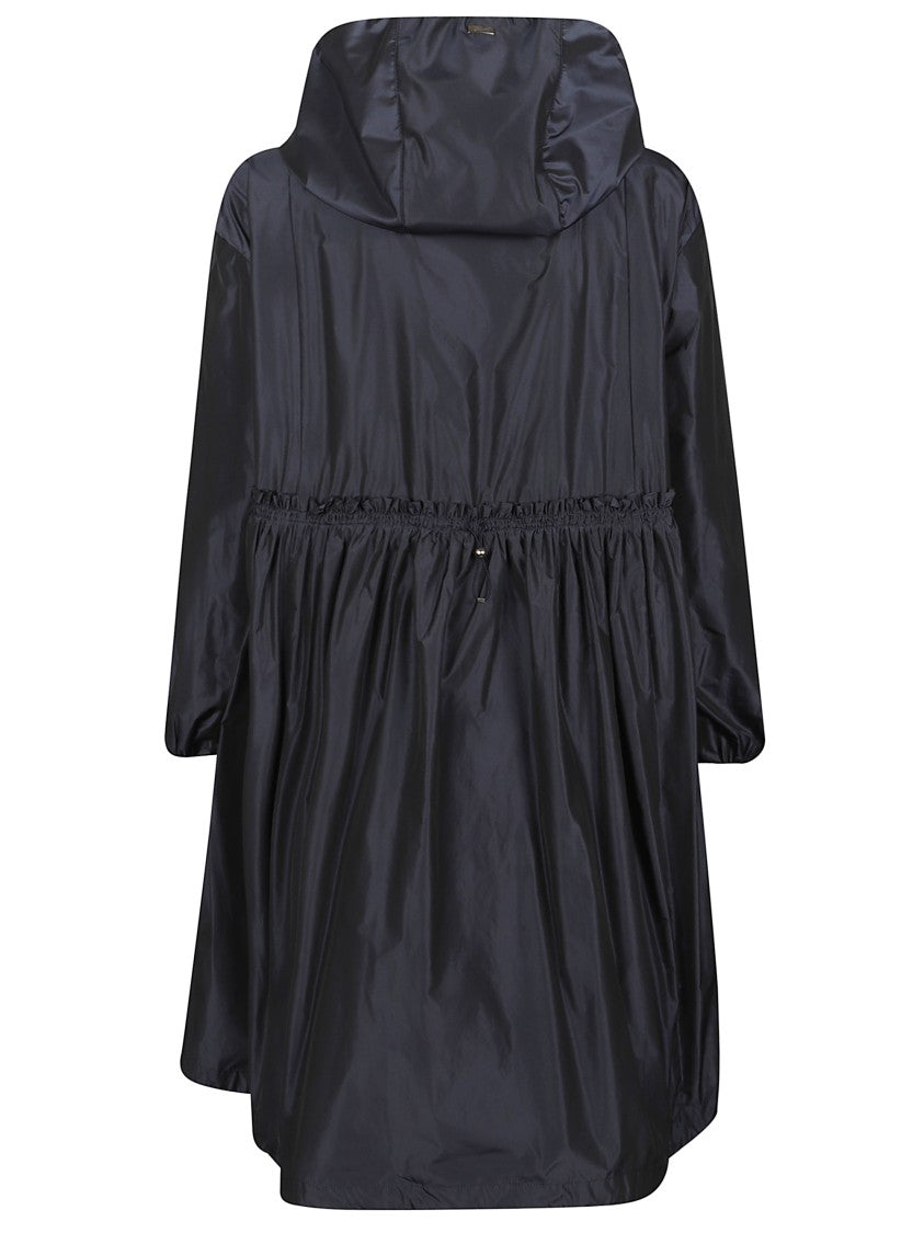 Herno Black Ruffled Details Hooded Parka