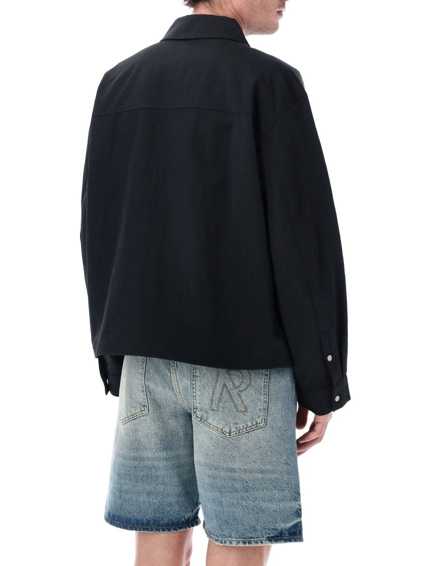 Represent Jet Black Boxy Nylon Overshirt