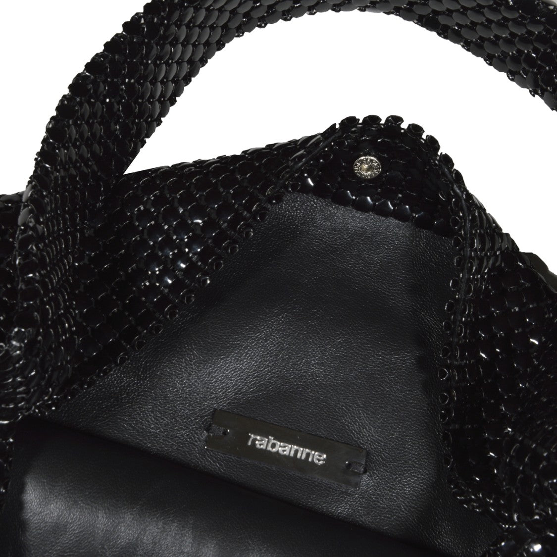 Rabanne Square Black Aluminum Mesh Handbag With Fixed Handle