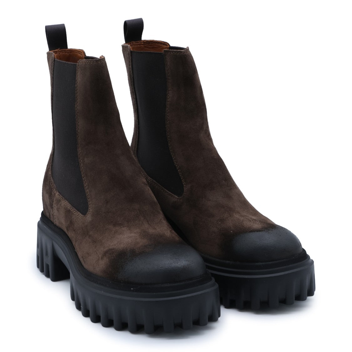 Hogan Brown Used-Effect Leather Ankle Boots
