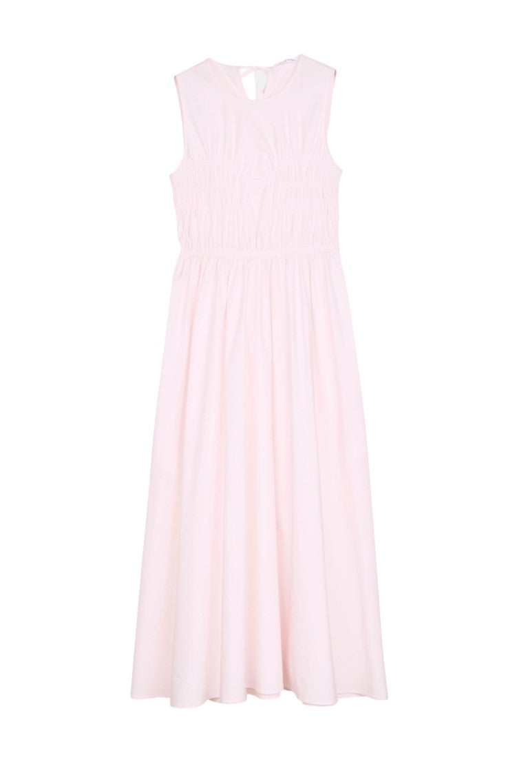 Cecilie Bahnsen Powder Pink Midi Dress With Flared Skirt