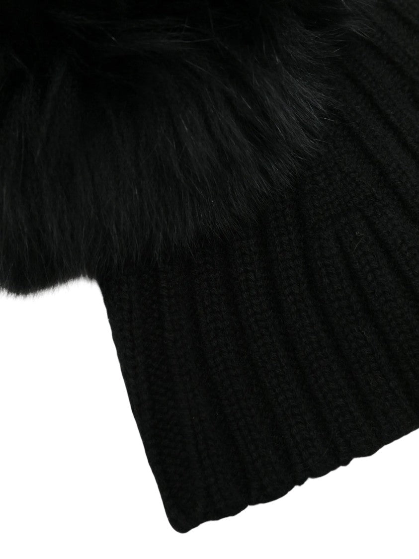 Yves Salomon Ribbed Fur-Trim Balaclava Hat
