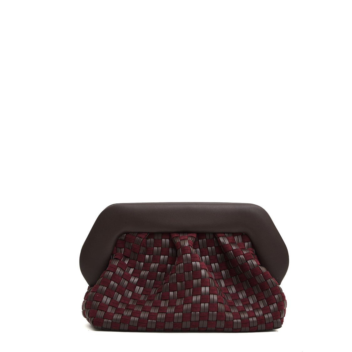 Themoirè Grande Intreccio Woven Clutch In Vegan Leather And Suede