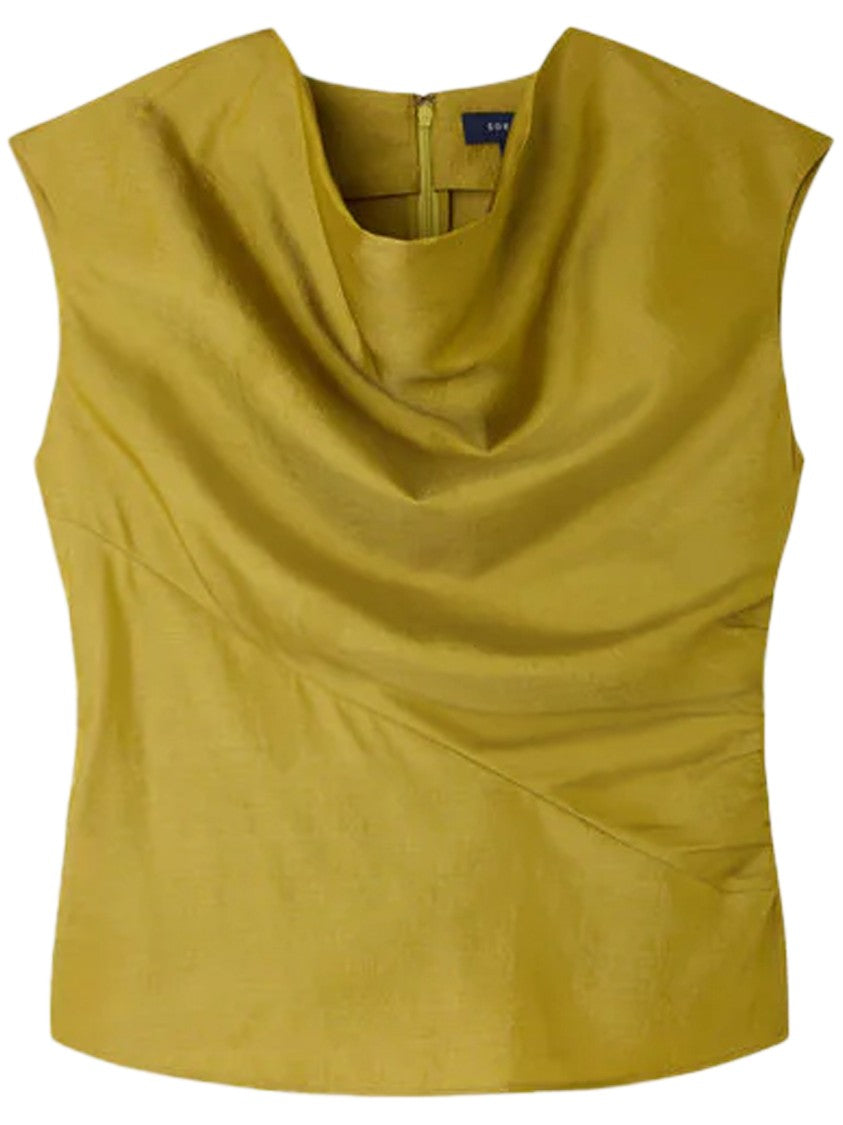 Soeur Structured Sleeveless Top With Draped Neckline