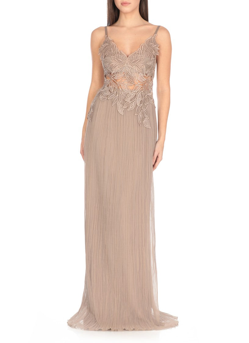 Alberta Ferretti Beige Silk Maxi Skirt