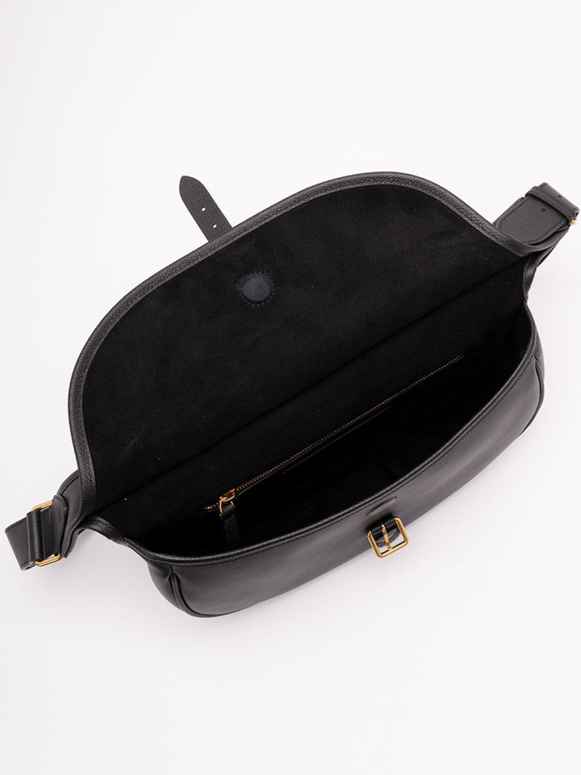 Valentino Black Curved Flap Logo Belt Bag