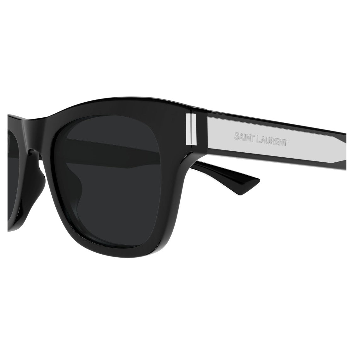 Saint Laurent Bold Rectangular Frame Sunglasses With Glossy Black Finish