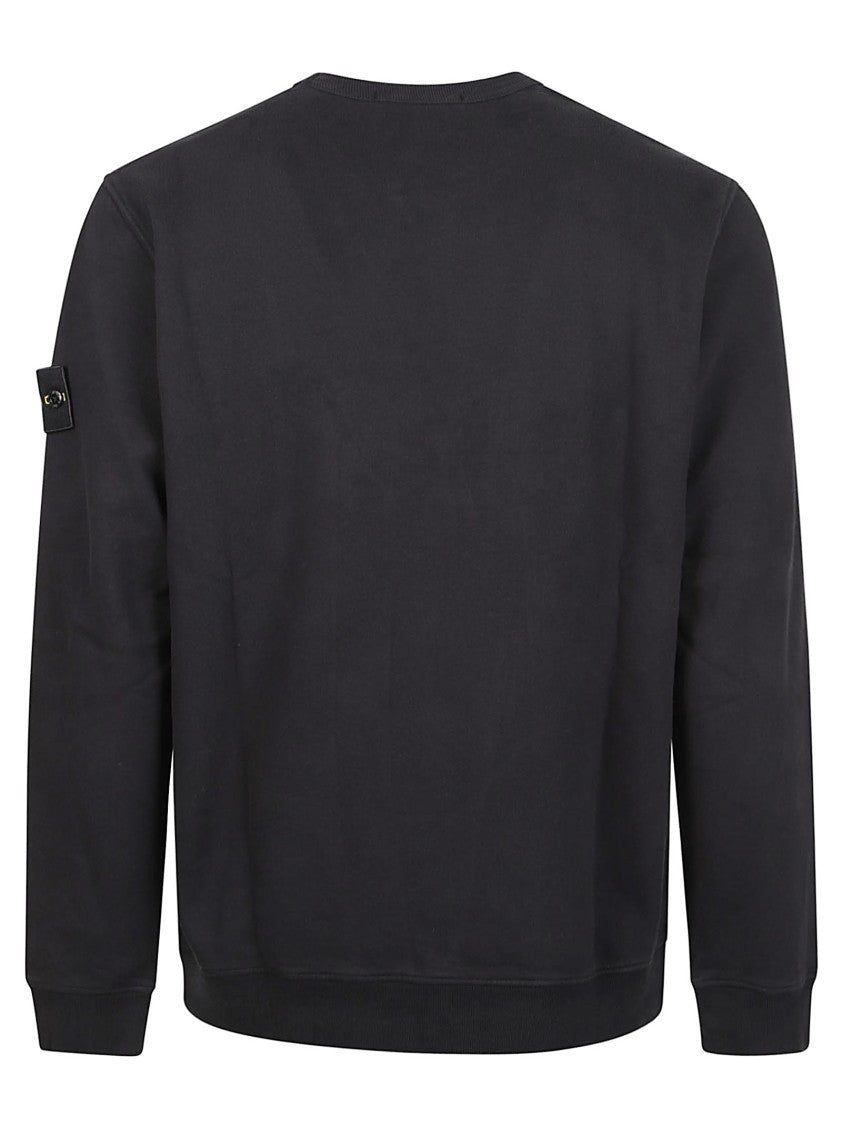 Stone Island Minimalist Black Cotton Sweatshirt