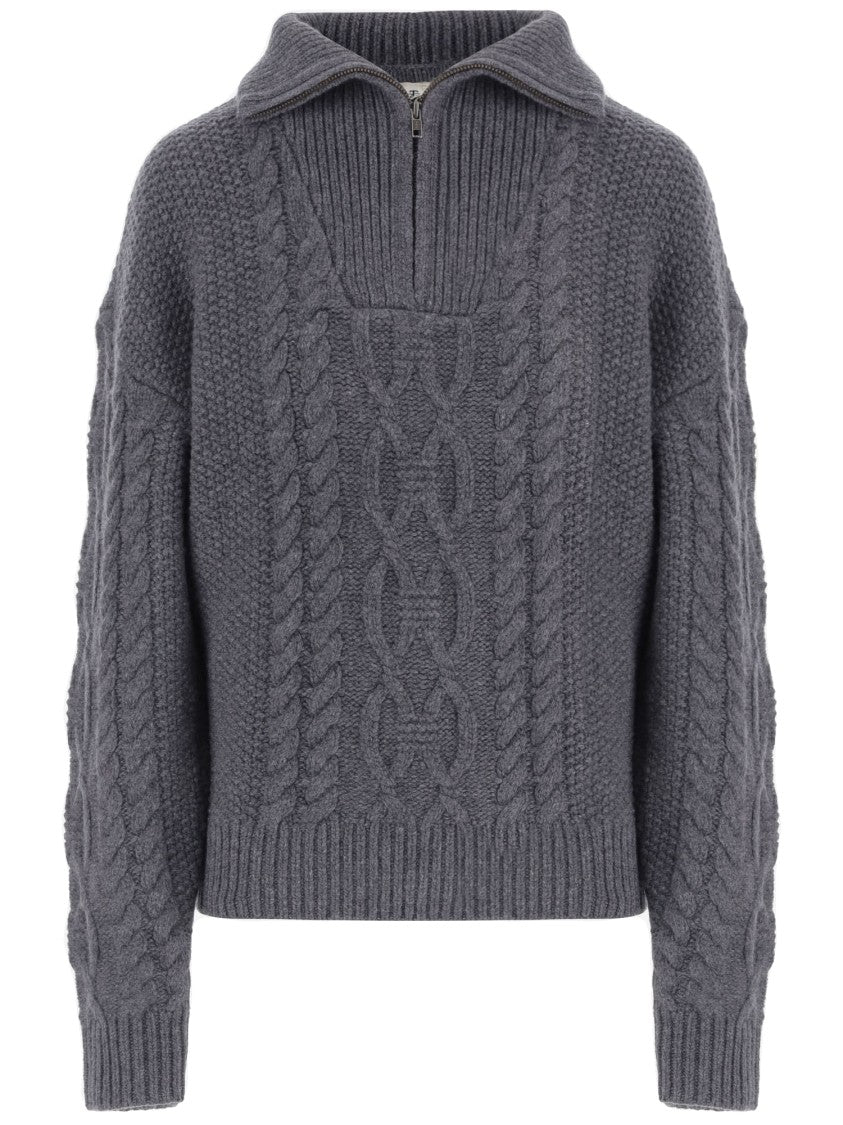 The Garment Wool And Cashmere Sweater With Braided Knit Pattern