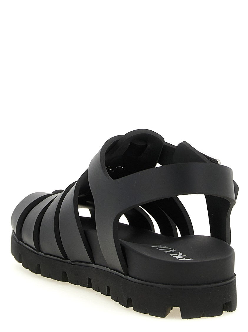 Prada Cage Design Sandals With Adjustable Ankle Strap