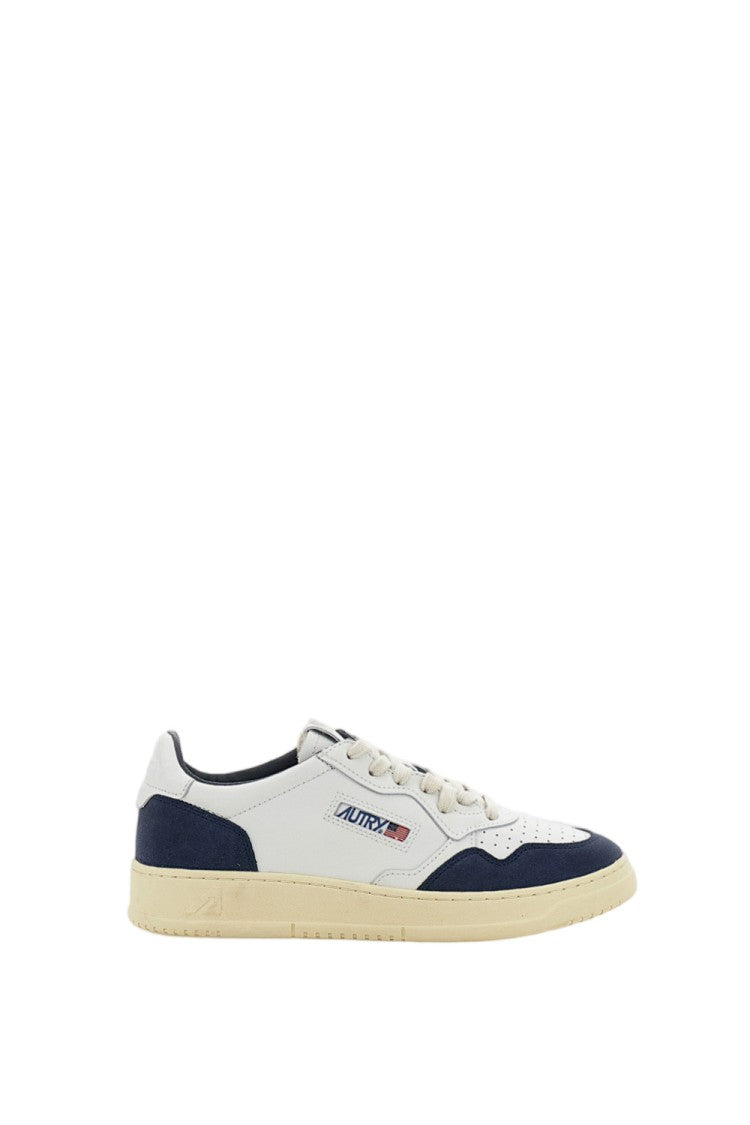 Autry White Blue Medalist Low Leather Suede Sneakers