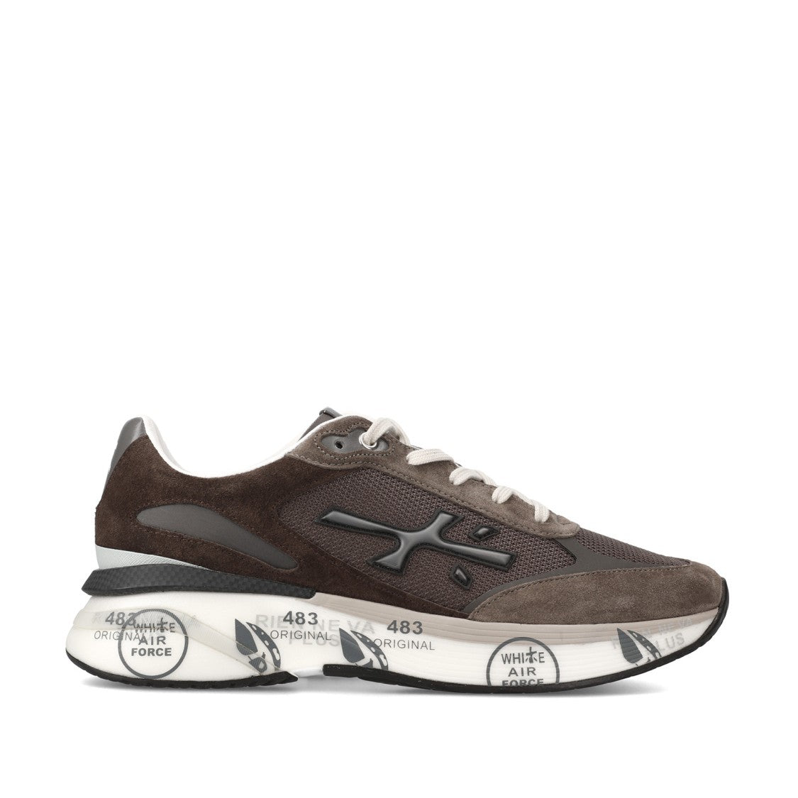 Premiata Moerun Sneakers In Brown Suede And Technical Fabric