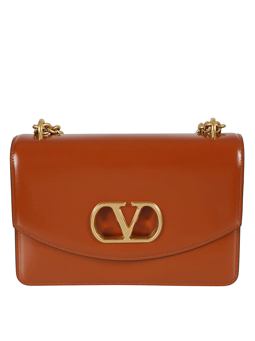 Valentino Garavani Structured Brown Calf Leather Bag