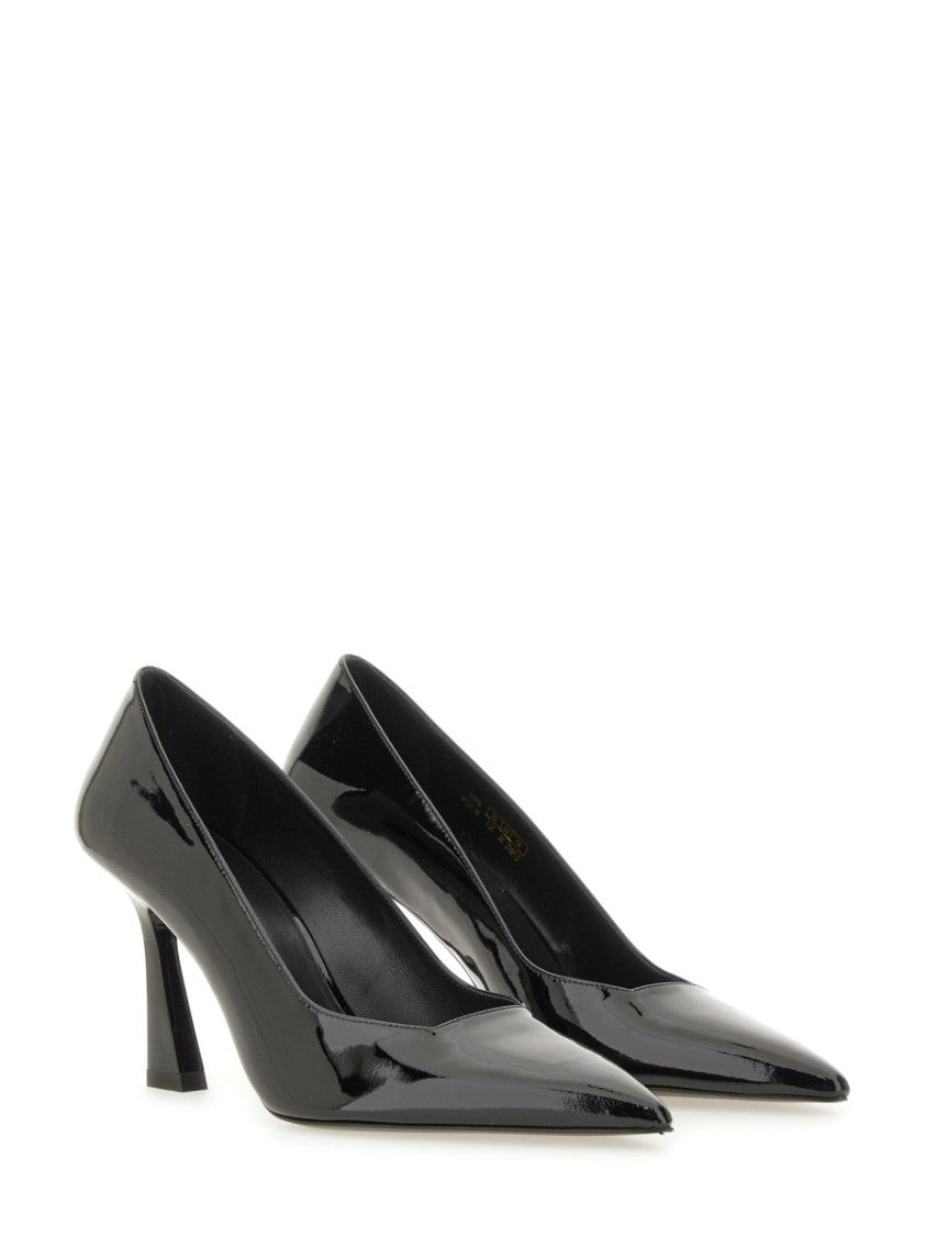 Stuart Weitzman Black Patent Leather Pumps With Flared 8.5 Cm Heel