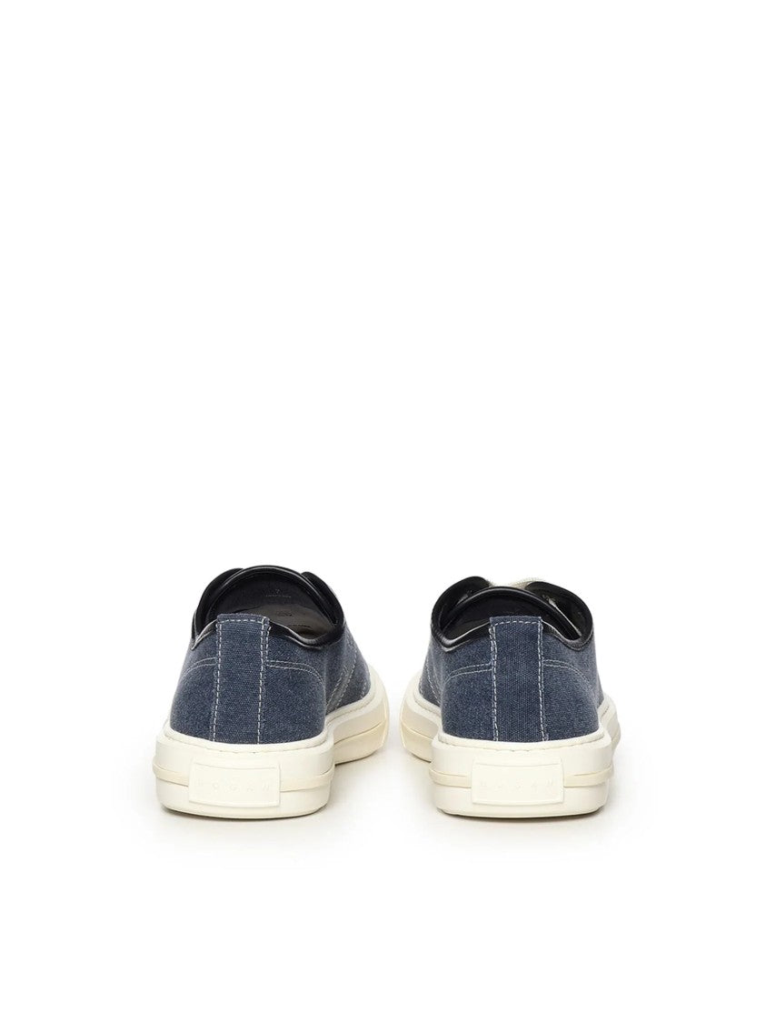 Hogan Denim-Textured Low-Top Sneakers With Embossed Logo