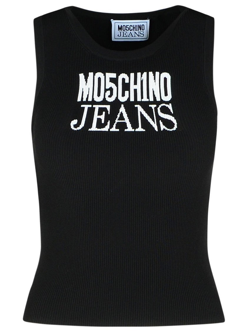 Moschino Jeans Black Viscose Blend Tank Top