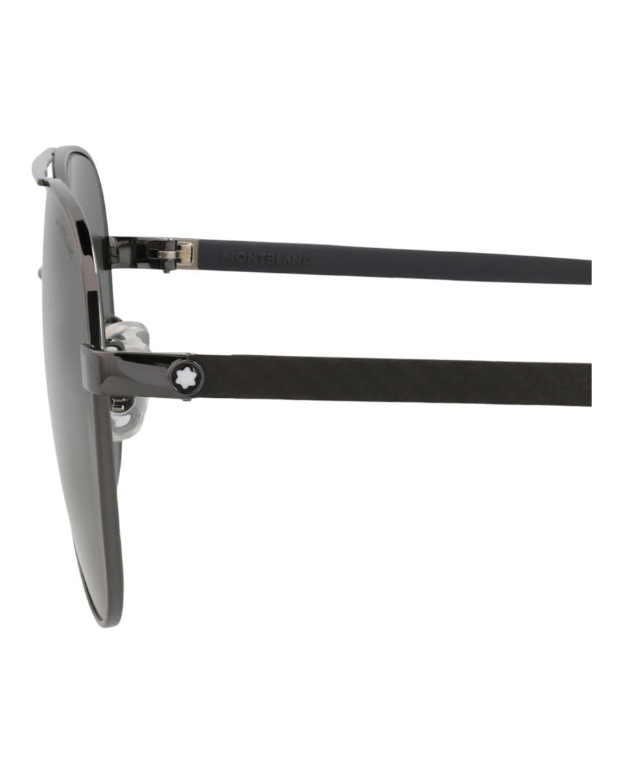 Montblanc Aviator-Frame Metal Sunglasses With Rubber Temple Tips