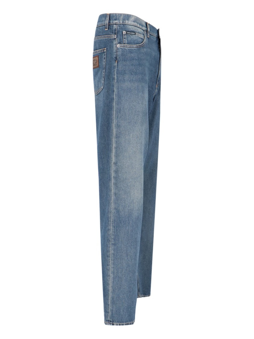 Dolce & Gabbana Logo Wide Jeans – Blue